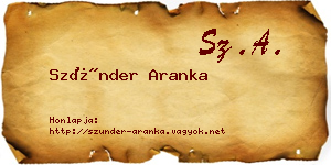 Szünder Aranka névjegykártya